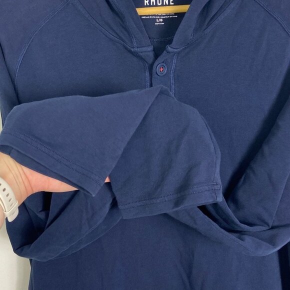 NEW Rhone Bolina Henley Hoodie Blue Size Large 2021 Lightweight Hooded Sweater L - Picture 8 of 14